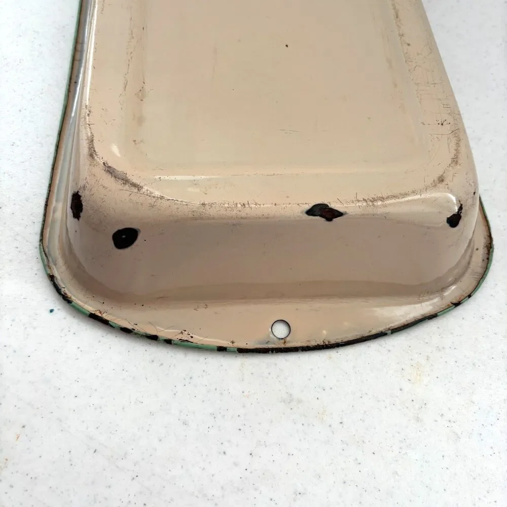Vintage Enamel Ware Rectangle Baking Pans Country Rustic Farmhouse Primitive